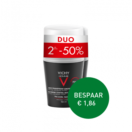 Apotheek Du Faux | Vichy homme anti-transpiratie deodorant Roller 72u 2 x 50ml