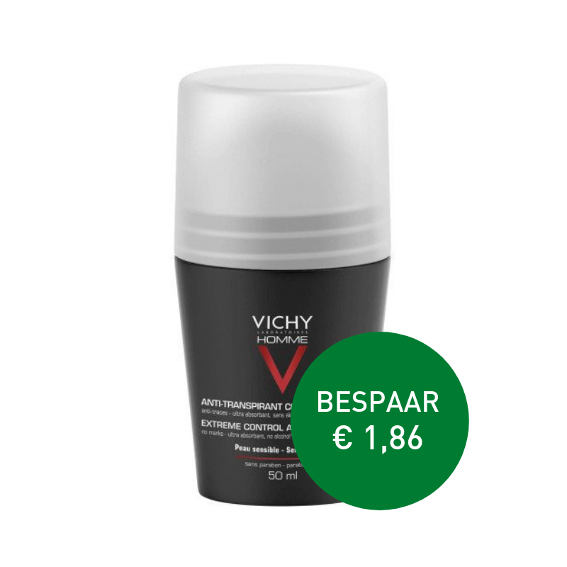 Apotheek Du Faux | Vichy homme anti-transpiratie deodorant Roller 72u 2 x 50ml